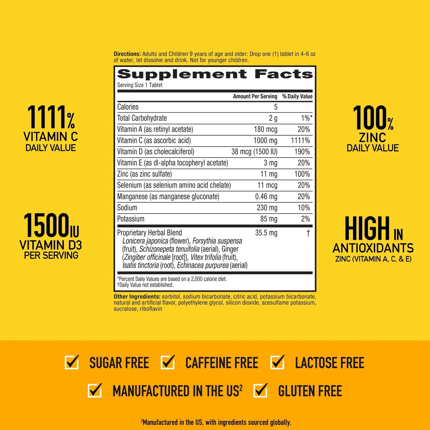 Airborne Immune Support Effervescent Tablets, Vitamin C 1000mg, Orange, 30 Ct - Exotic Pro