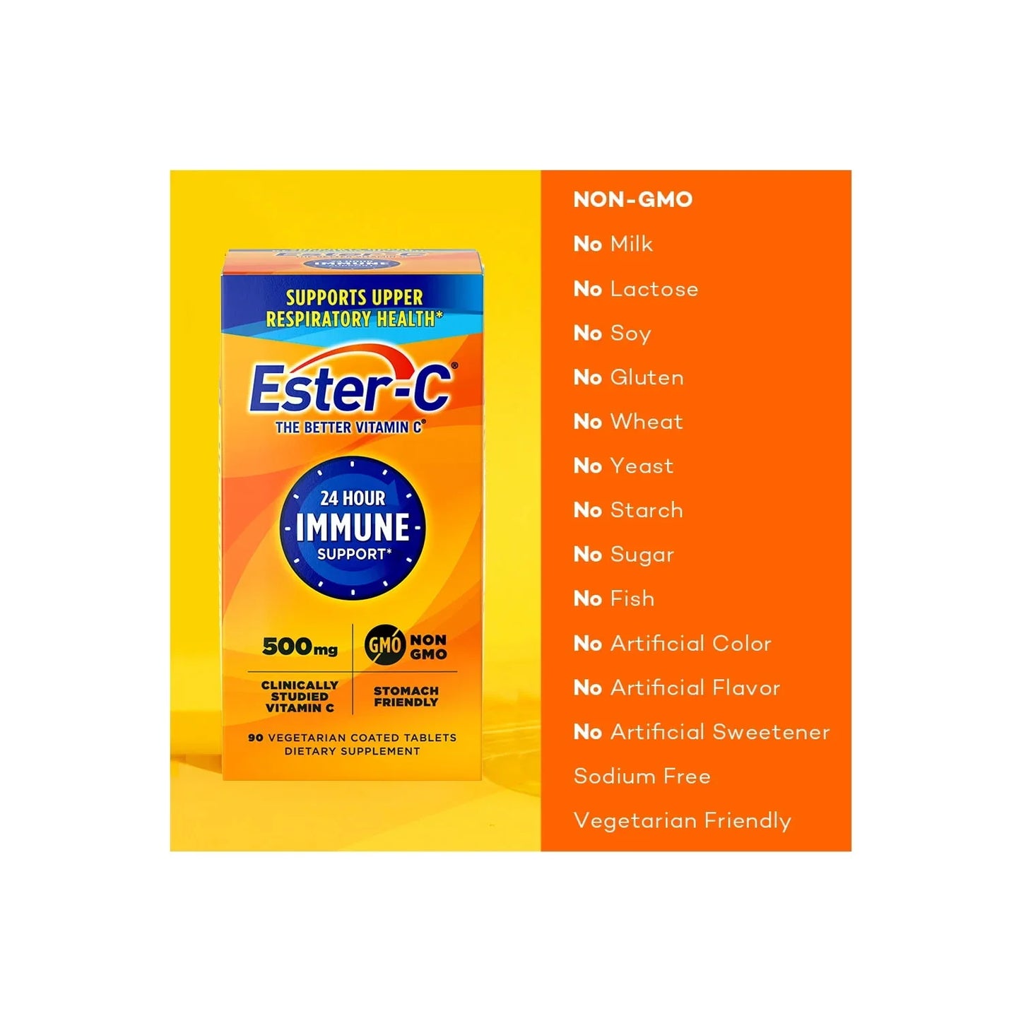 Ester-C 500mg Vitamin C Tablets – 24-Hour Immune Support, 90 Count - Exotic Pro