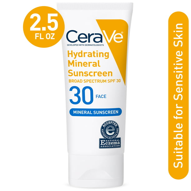 CeraVe Hydrating Mineral Face Sunscreen Lotion SPF 30, 2.5 fl oz - Exotic Pro
