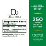 Nature’s Bounty Vitamin D3 Rapid Release Softgels, 1000 IU, 250 Count - Exotic Pro