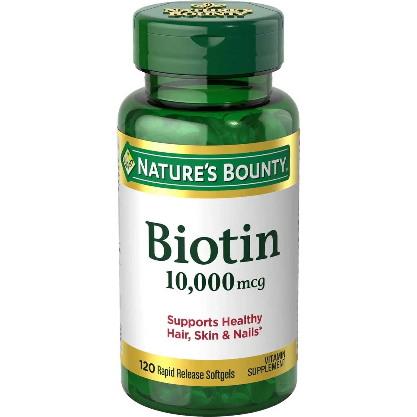 Nature’s Bounty Biotin Supplement, 10000mcg, 120 Rapid Release Softgels - Exotic Pro