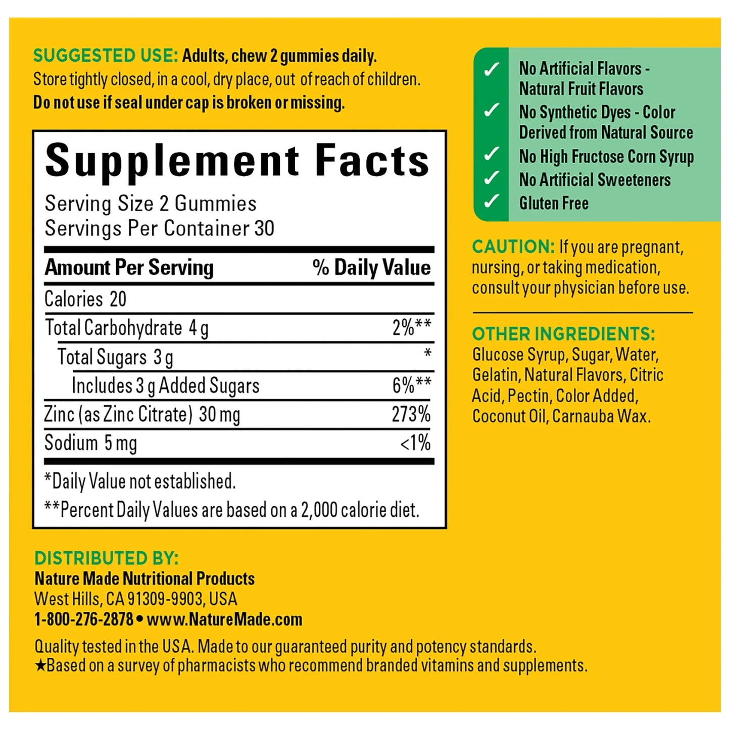 Nature Made Extra Strength Zinc 30mg Immune Support Gummies – 60 Count - Exotic Pro