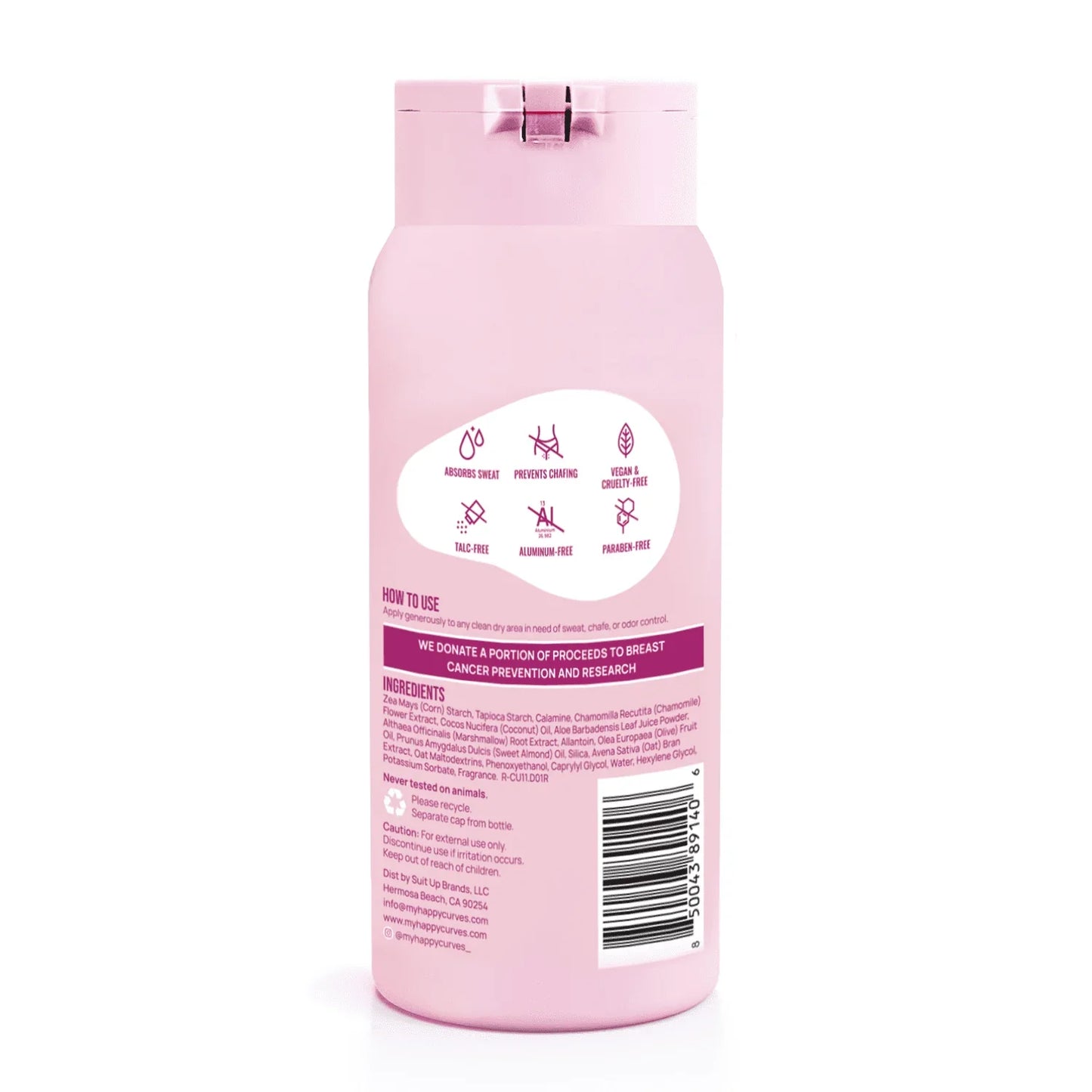Happy Curves Body Powder – Talc-Free Deodorant, Tropical Oasis, 4 oz - Exotic Pro