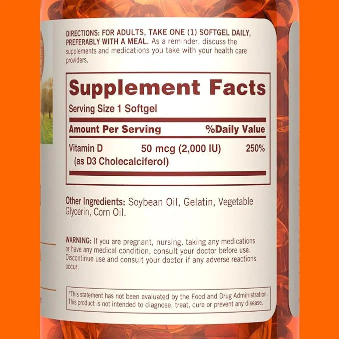Sundown Vitamin D3 2000 IU Softgels - 350 Count - Exotic Pro