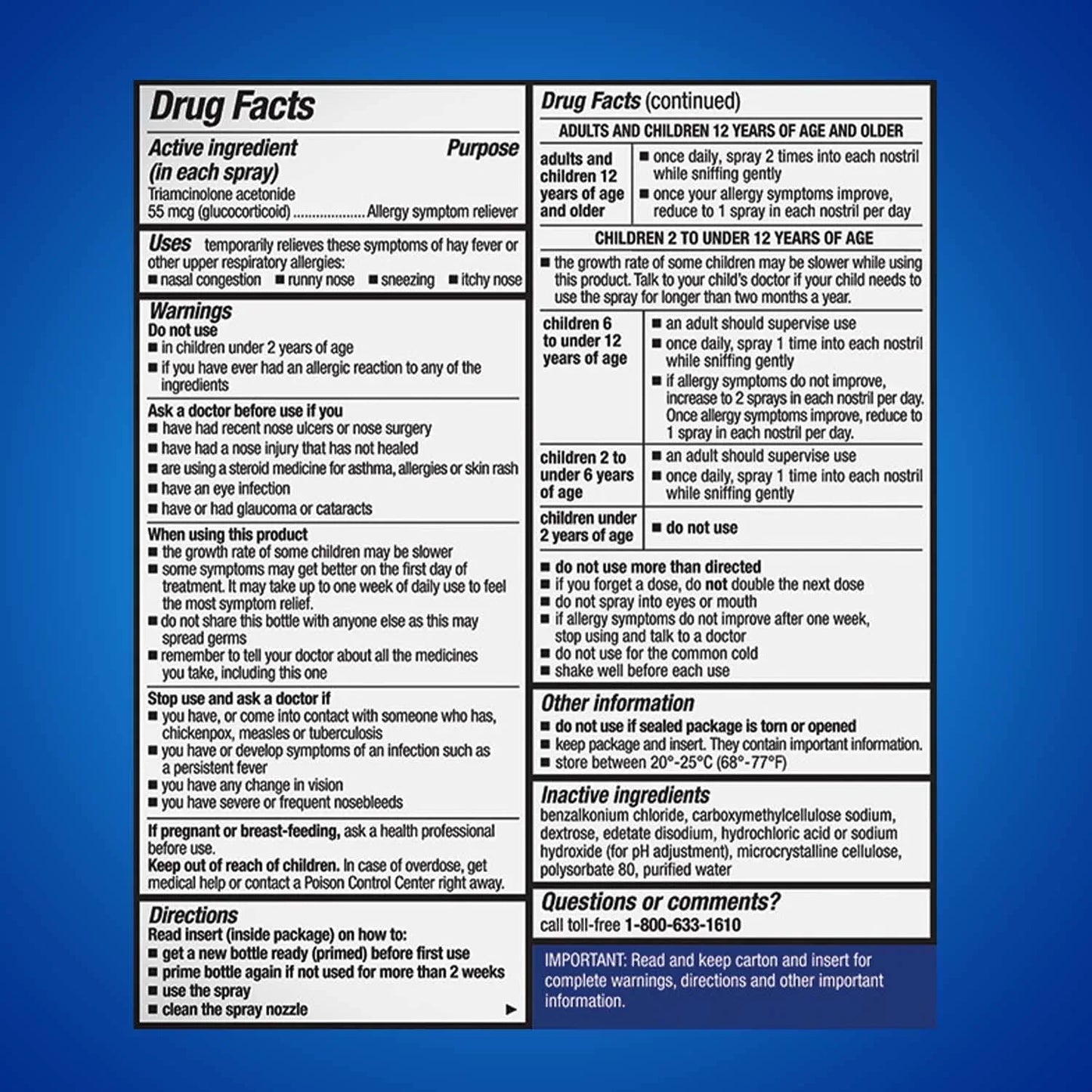 Nasacort 24-Hour Non-Drowsy Allergy Nasal Spray, 60 Sprays, 0.37 fl oz - Exotic Pro
