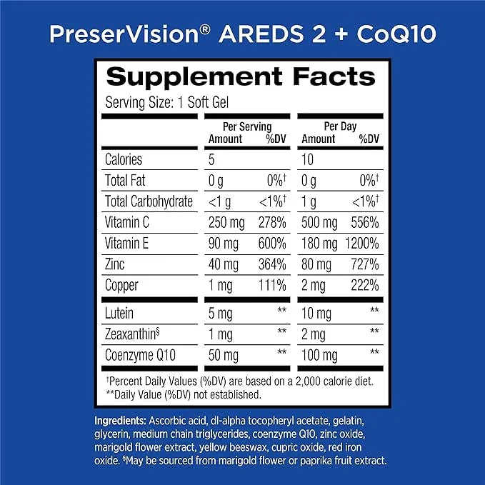 PreserVision AREDS 2 Eye Vitamins with CoQ10 - 100 Softgels - Exotic Pro