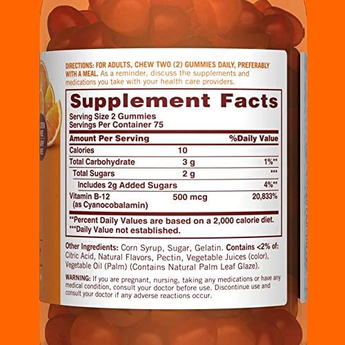 Sundown Naturals Vitamin B-12 Gummies, 500mcg, 150 Ct – Energy Support - Exotic Pro