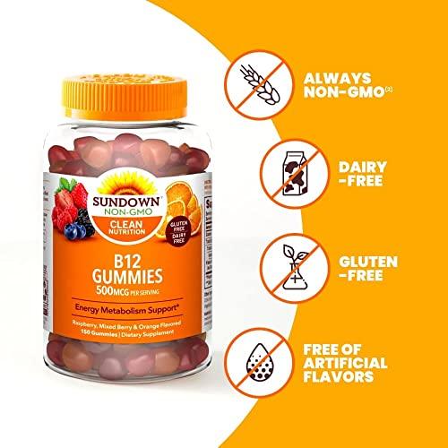 Sundown Naturals Vitamin B-12 Gummies, 500mcg, 150 Ct – Energy Support - Exotic Pro