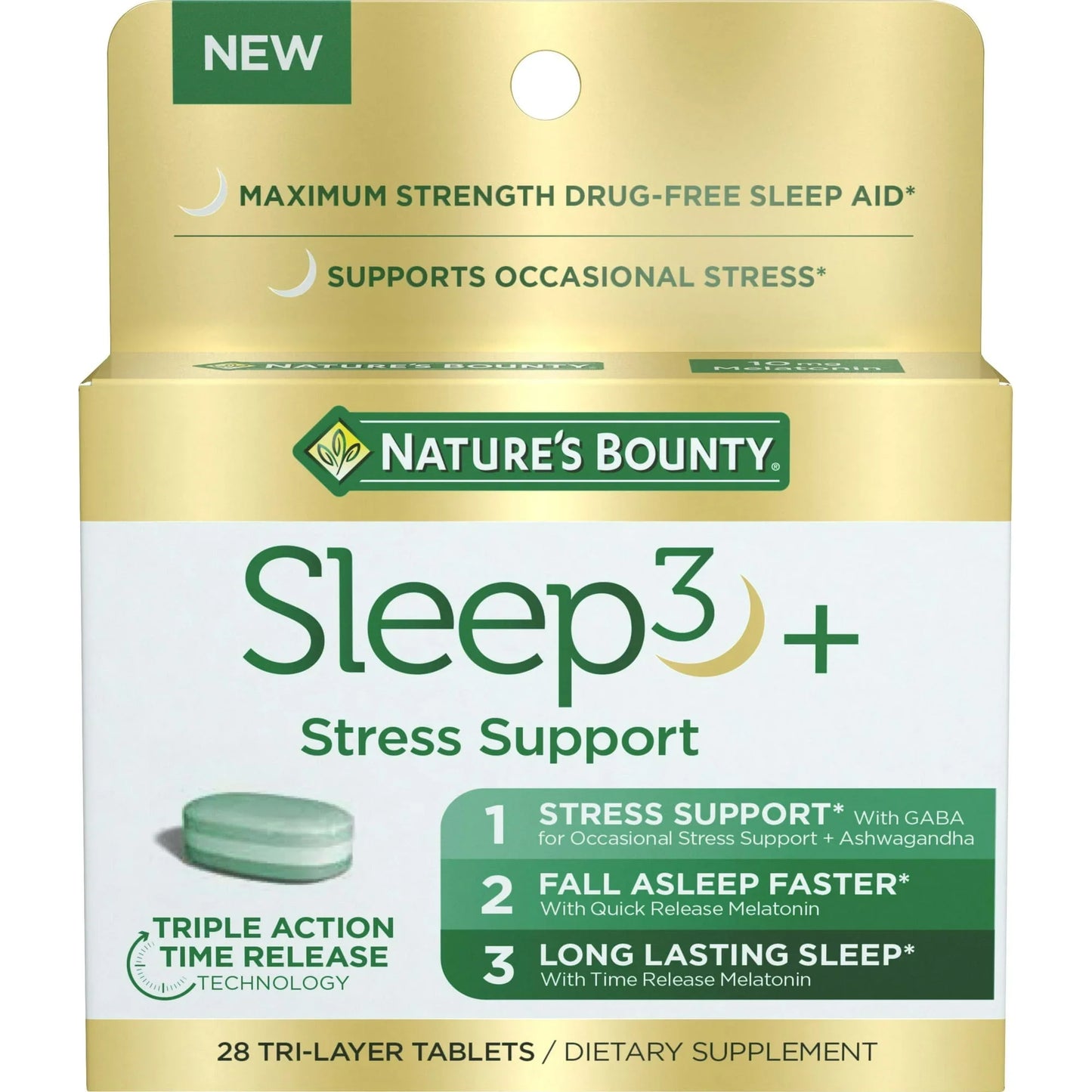 Nature's Bounty Sleep3 + Stress Support, 28 Tri-Layer Tablets - Exotic Pro