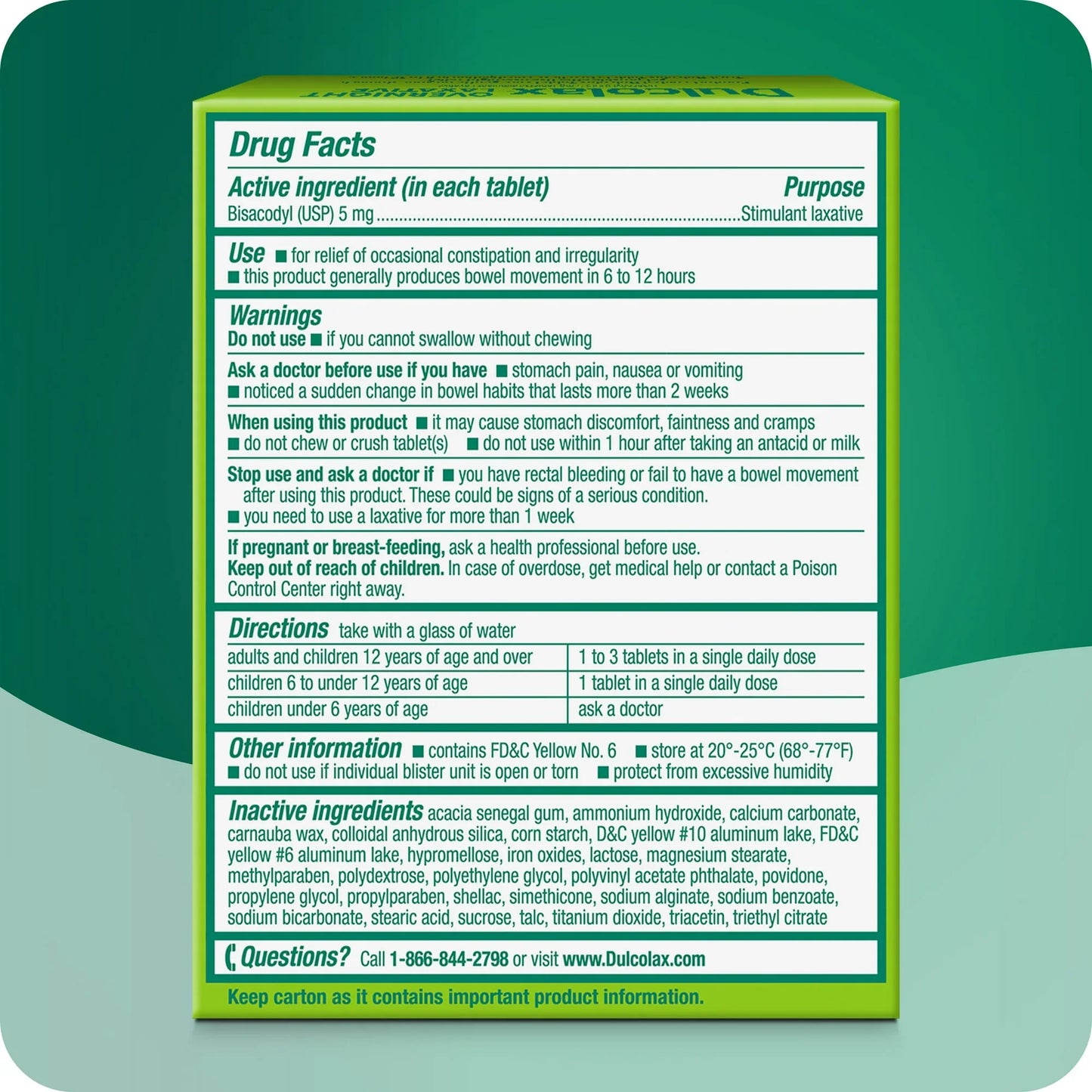 Dulcolax Laxative Tablets 5mg 50 Ct | Overnight Constipation Relief with Bisacodyl - Exotic Pro