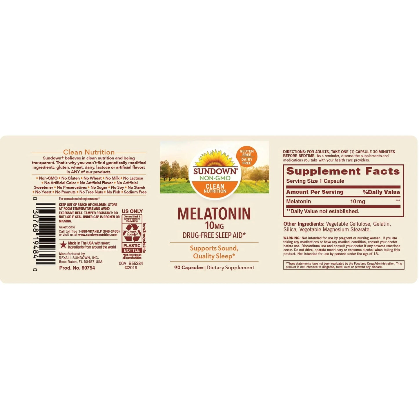 Sundown Melatonin Dietary Supplement Capsules, 10 mg, 90 count - Exotic Pro