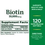 Nature’s Bounty Biotin Supplement, 10000mcg, 120 Rapid Release Softgels - Exotic Pro