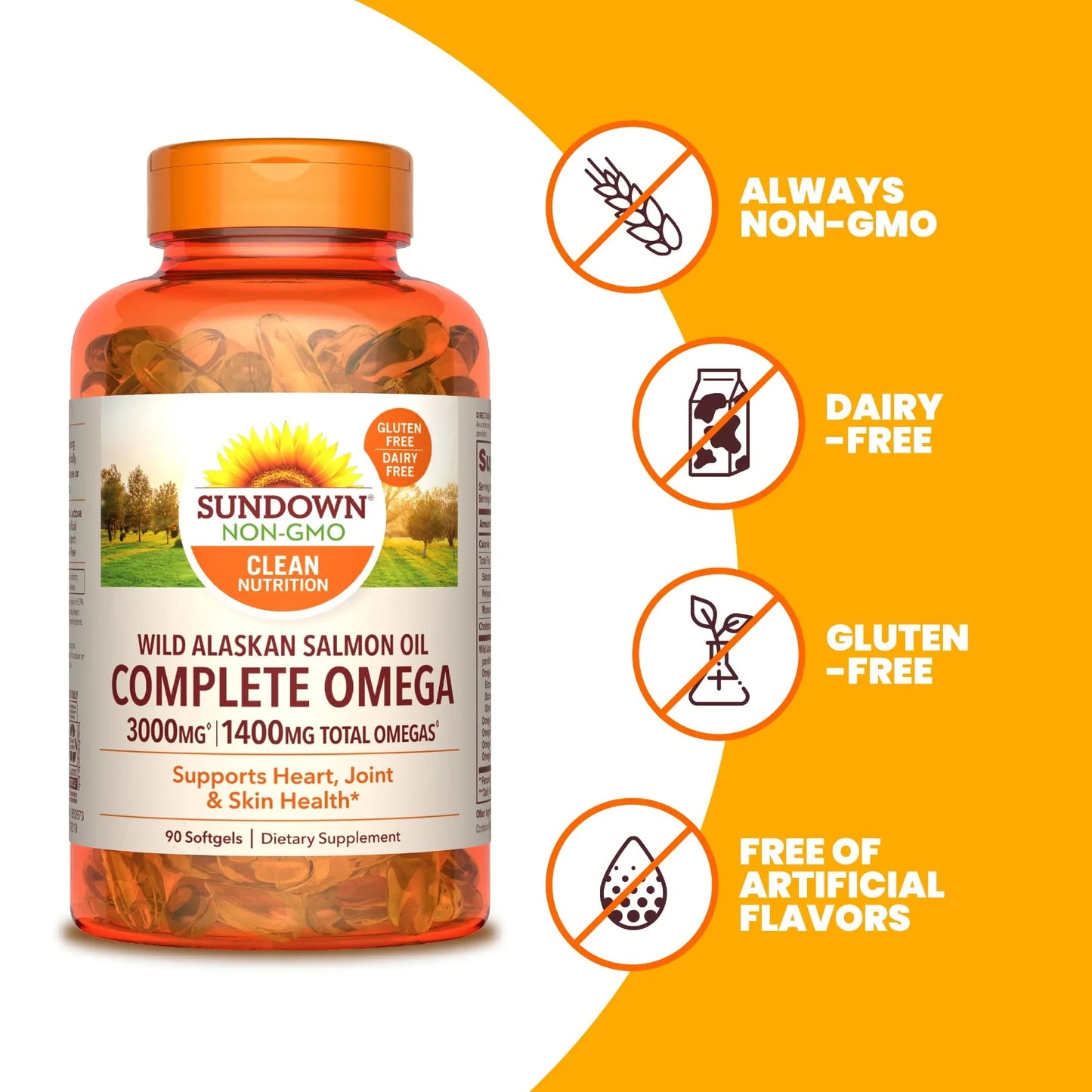Sundown Complete Omega Wild Alaskan Salmon Oil – 1400mg, 90 Softgels - Exotic Pro