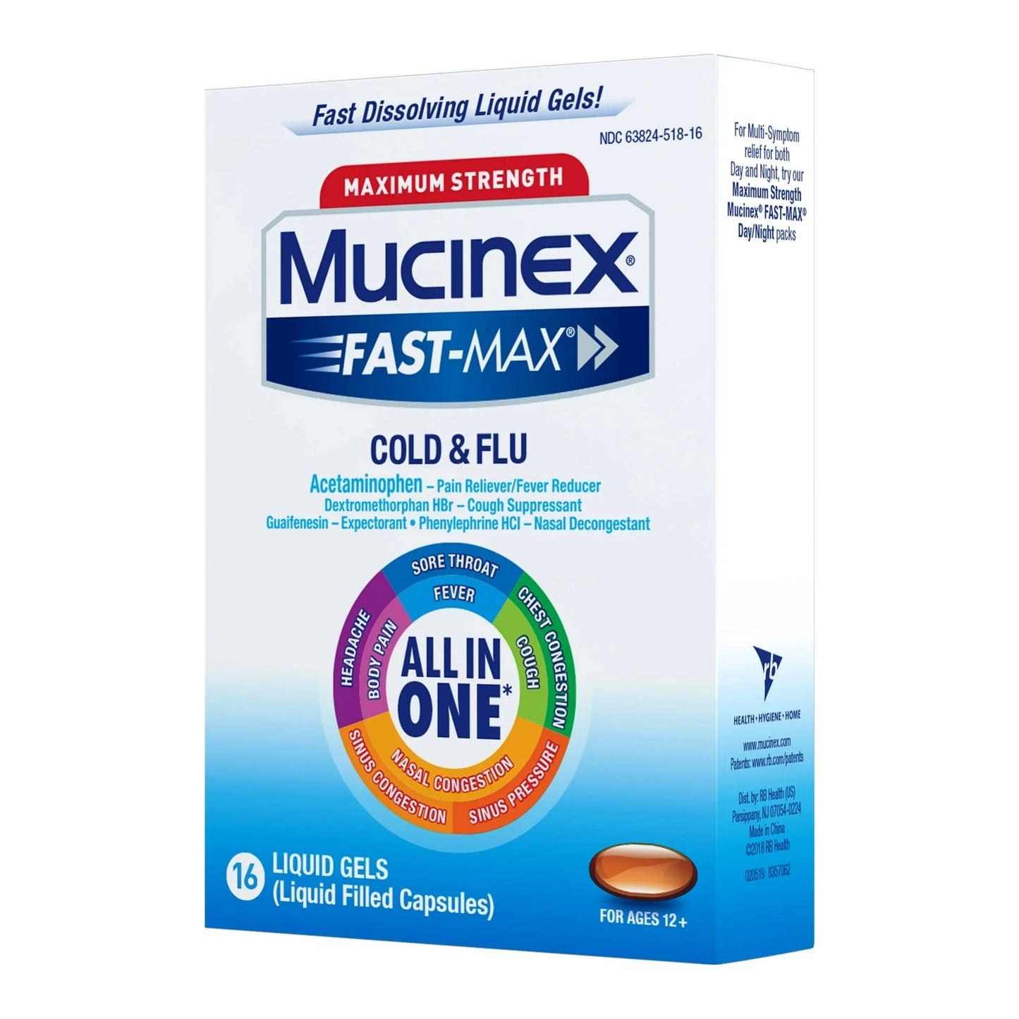Mucinex Fast-Max Cold & Flu Liquid Gels, Cough & Congestion Relief, 16 Ct - Exotic Pro