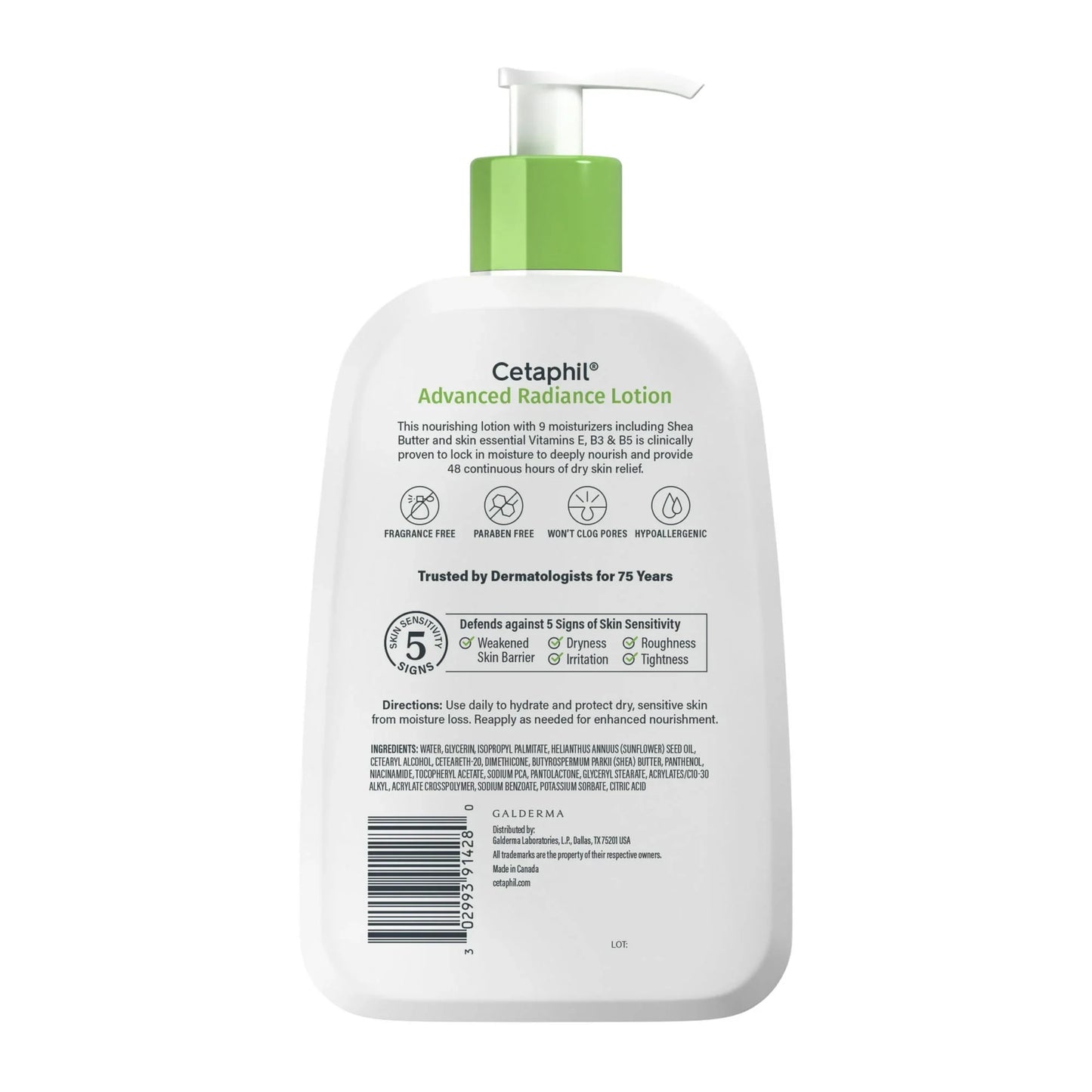 Cetaphil Advanced Radiance Shea Butter Lotion for Dry Skin, Unscented, 16 oz - Exotic Pro
