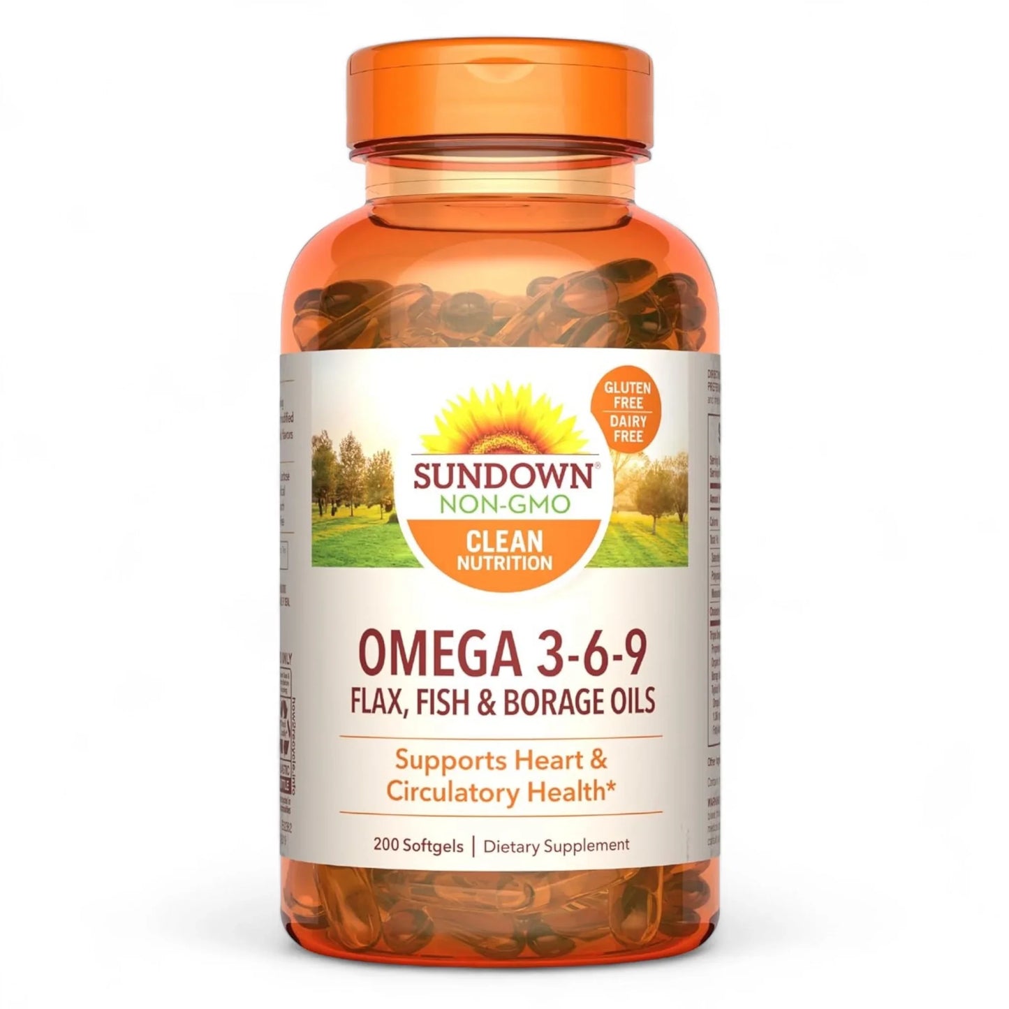 Sundown Omega 3-6-9 with Flax, Fish, and Borage Oils - 200 Softgels - Exotic Pro