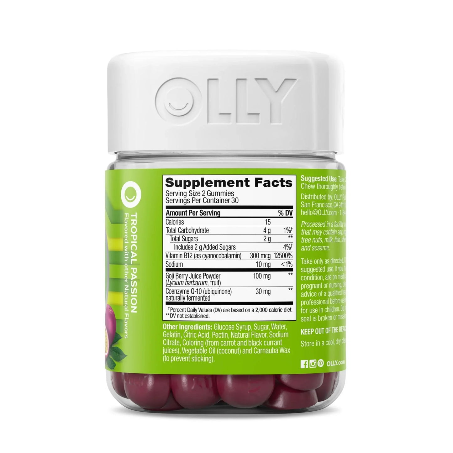 OLLY Daily Energy Gummies with B12 & CoQ10, Tropical Flavor, 60 Ct - Exotic Pro