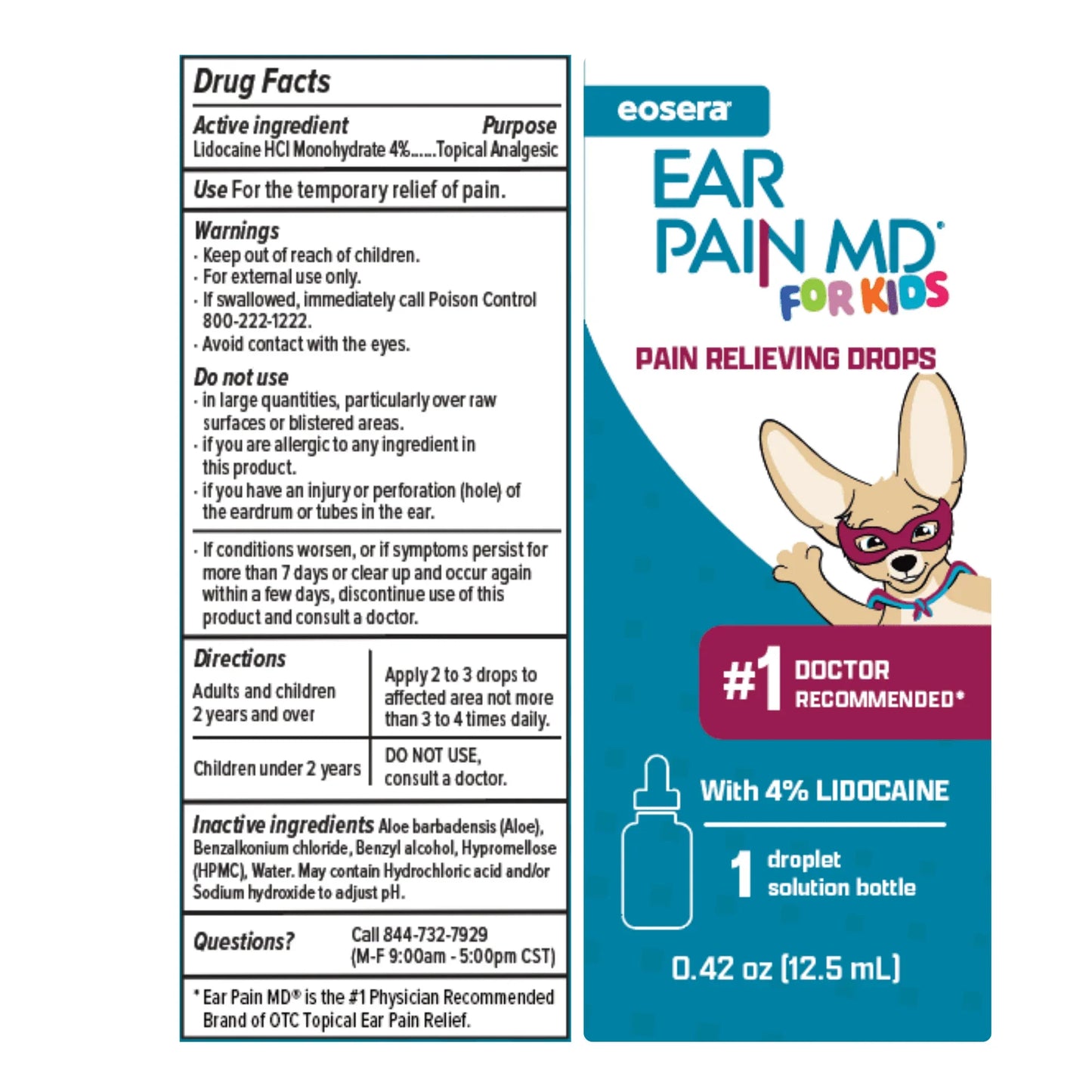 Empowherment by Eosera Ear Pain MD for Kids, Max Strength Lidocaine Drops, 0.42 fl oz - Exotic Pro