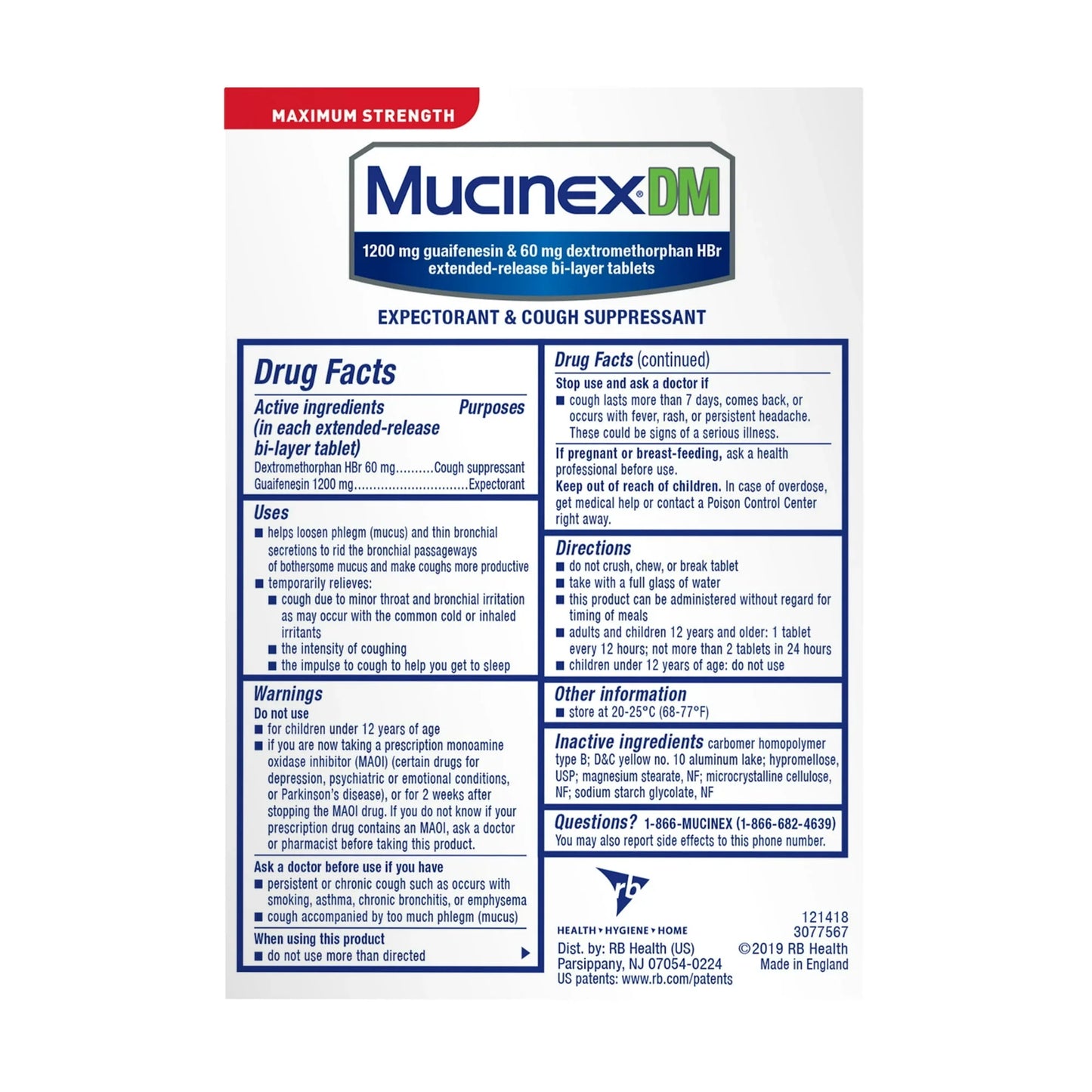 Mucinex DM Max Strength 12 Hour Cough & Mucus Relief Tablets, 14 Ct - Exotic Pro
