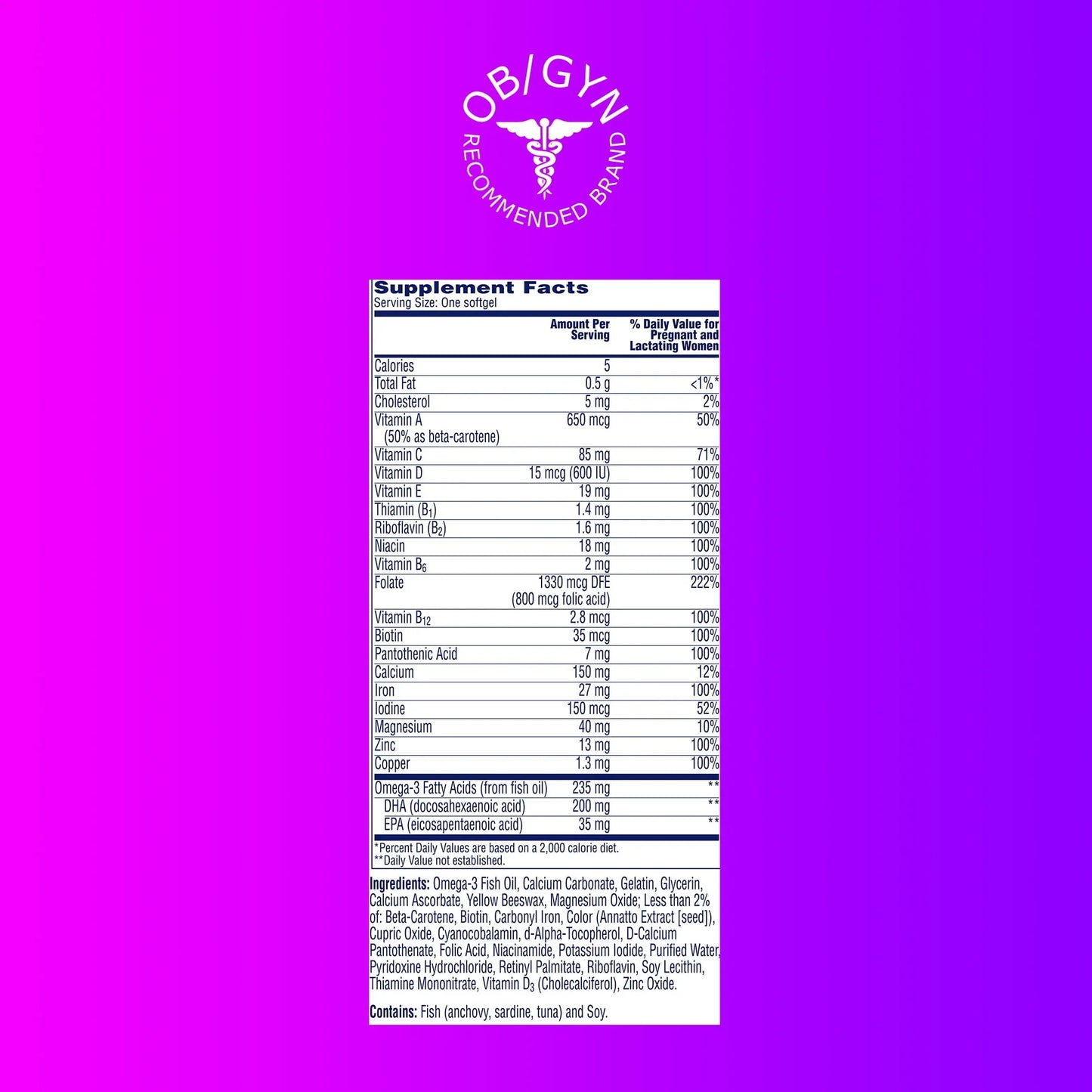 One A Day Women’s Prenatal – Multivitamin with Folic Acid & DHA, 30 Ct - Exotic Pro