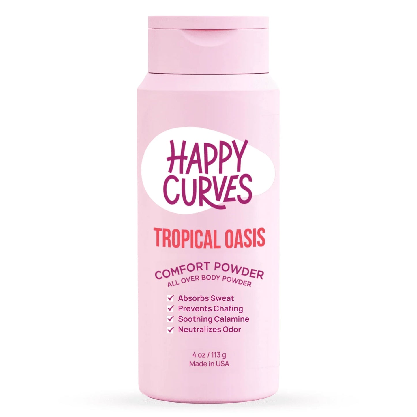 Happy Curves Body Powder – Talc-Free Deodorant, Tropical Oasis, 4 oz - Exotic Pro
