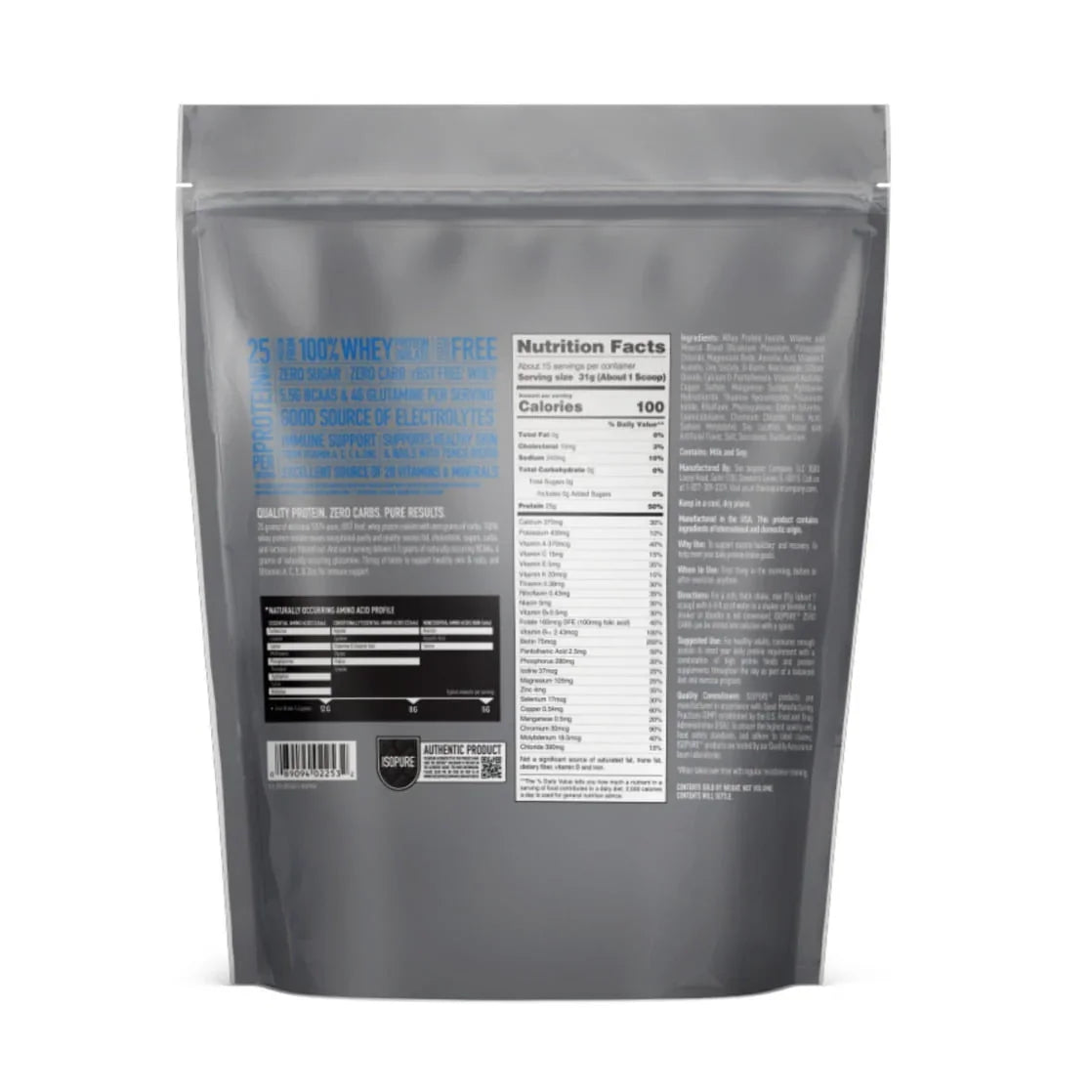 Isopure Zero Carb Whey Isolate Protein Powder, Vanilla - 15 Servings - Exotic Pro