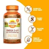 Sundown Omega 3-6-9, With Flax, Fish, and Borage Oils, Supports Heart and Circulatory Health, 200 Softgels (Packaging May Vary) - Exotic Pro