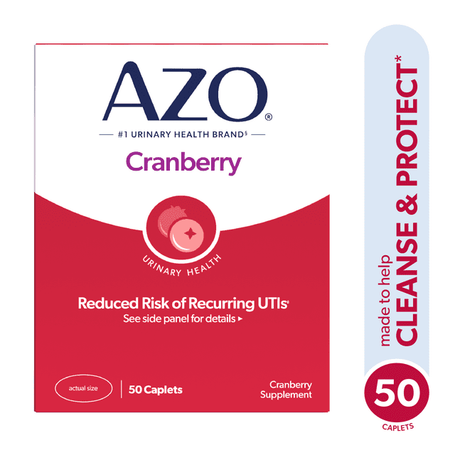 AZO Cranberry Urinary Tract Health Supplement, Sugar-Free, 50 Count - Exotic Pro