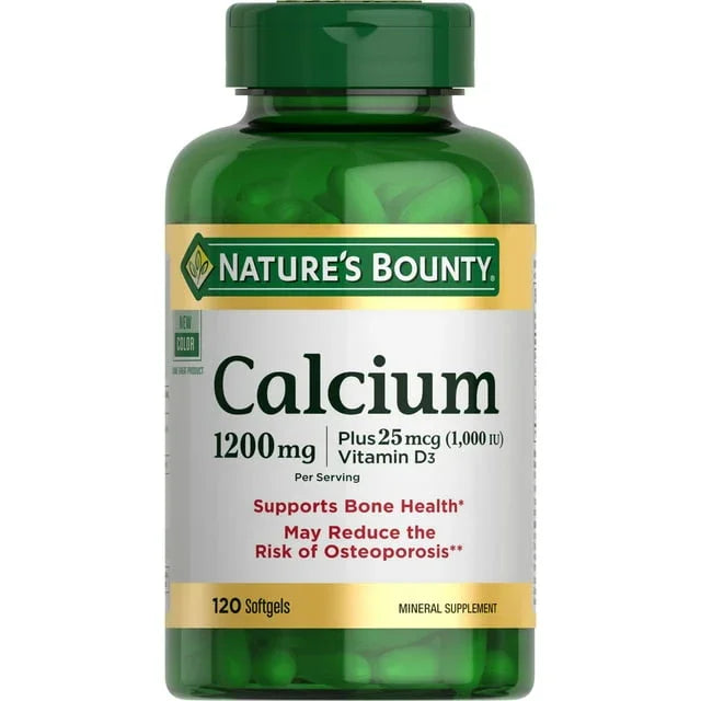 Nature's Bounty Calcium 1200mg + D3 1000 IU – Bone Health, 120 Softgels - Exotic Pro