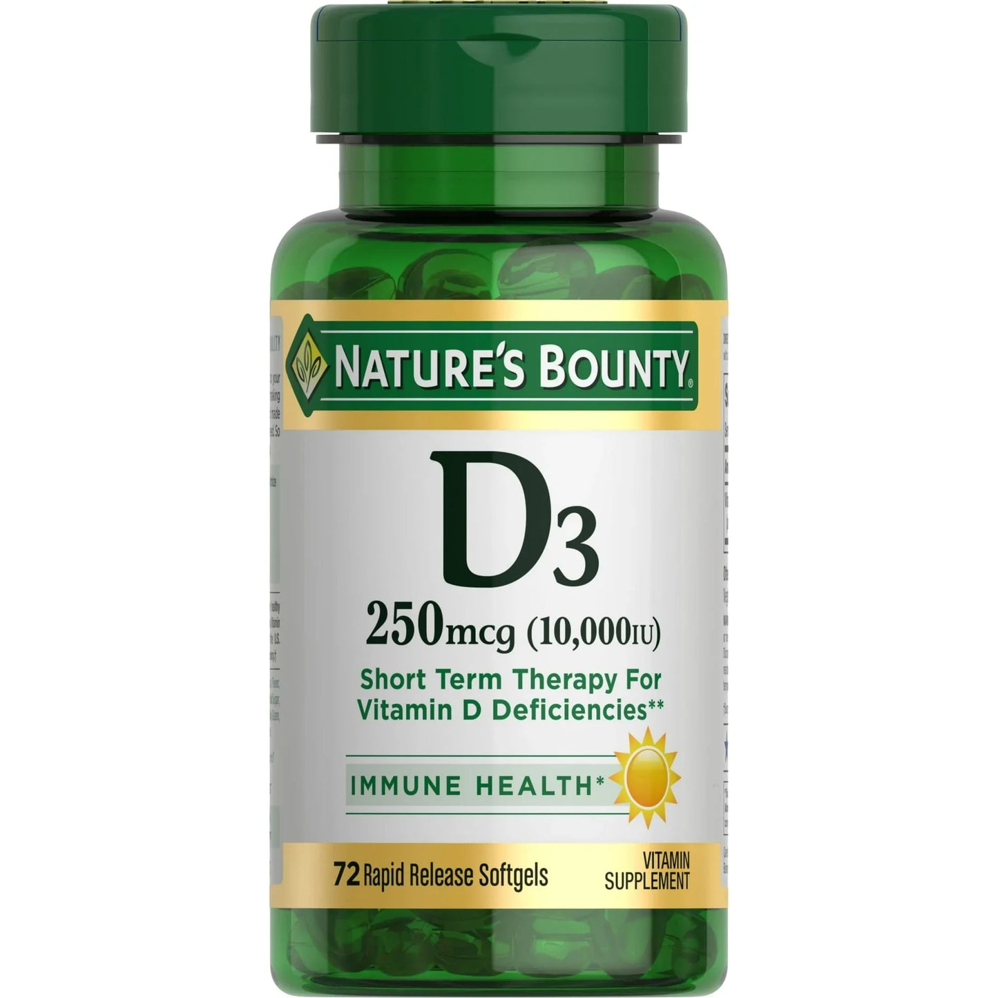 Nature's Bounty Vitamin D3 250mcg – Immune Support Softgels (72 Ct) - Exotic Pro