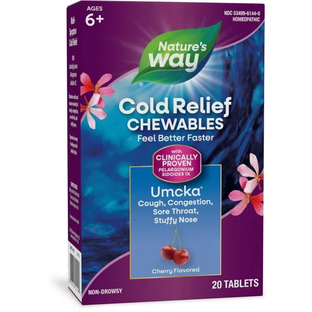 Nature's Way Umcka ColdCare – Cherry Chewables for Fast Relief, 20 Ct - Exotic Pro