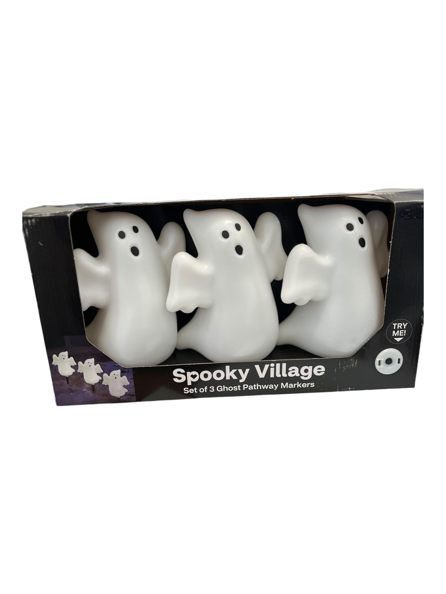 Spooky Village LED Ghost Pathway Markers, 3-Pack – Halloween Light-Up Decor - Exotic Pro