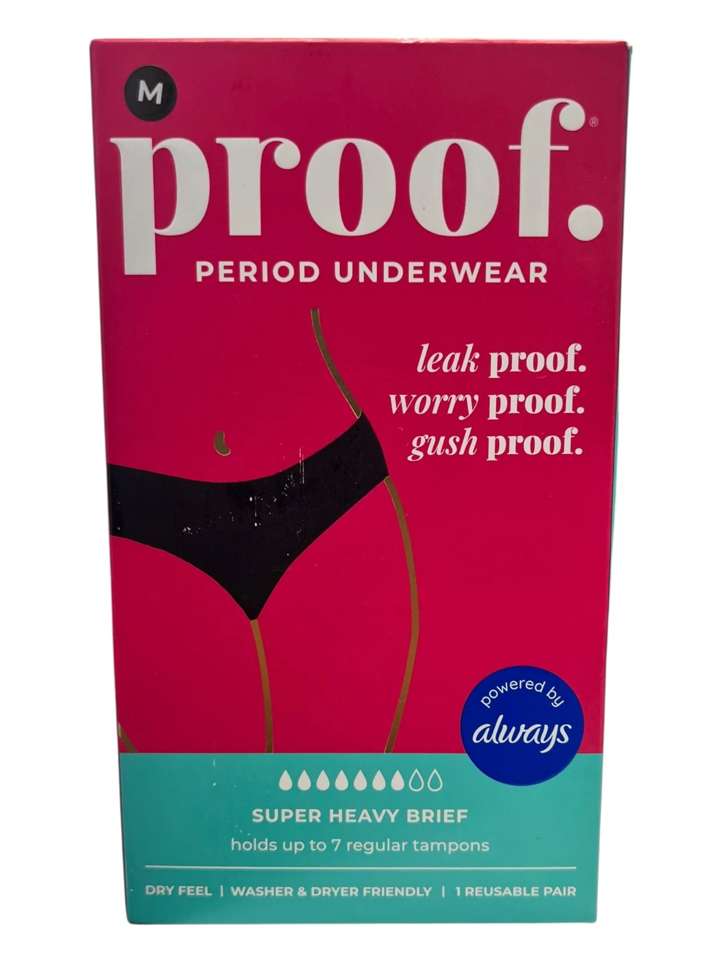 Proof Women's Super Heavy Absorbency Period Brief - Black, Size M