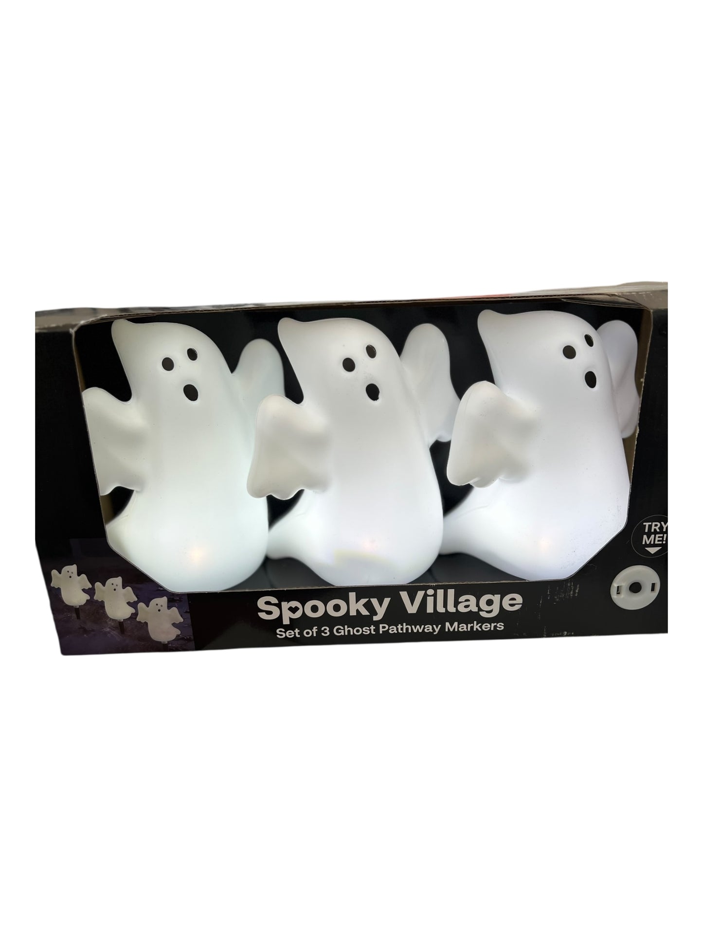 Spooky Village LED Ghost Pathway Markers, 3-Pack – Halloween Light-Up Decor - Exotic Pro