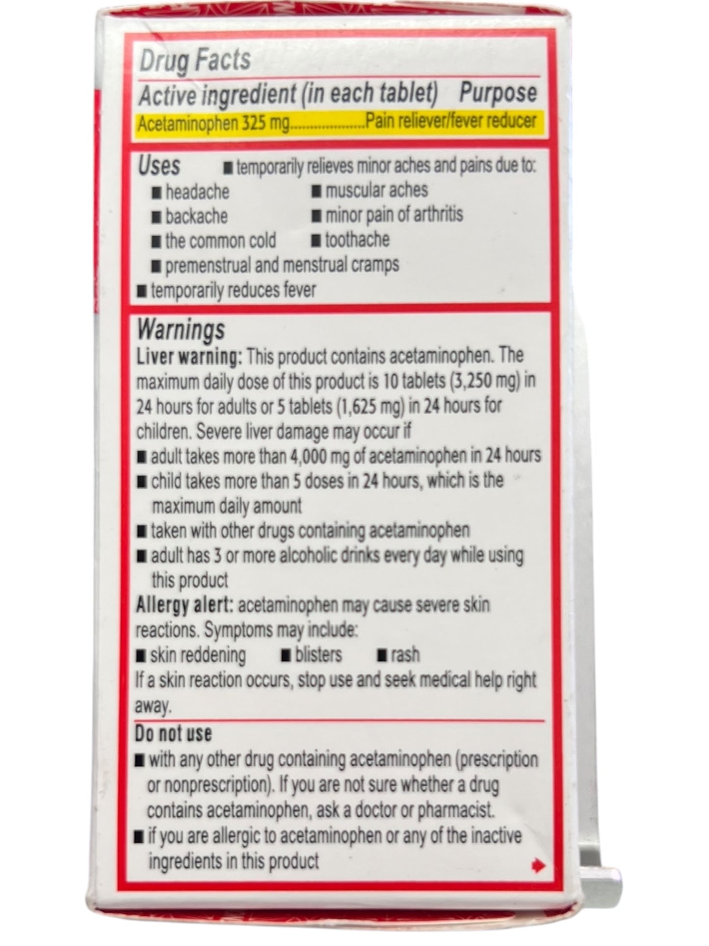 Tylenol Regular Strength 325mg Acetaminophen Tablets – 100 Count