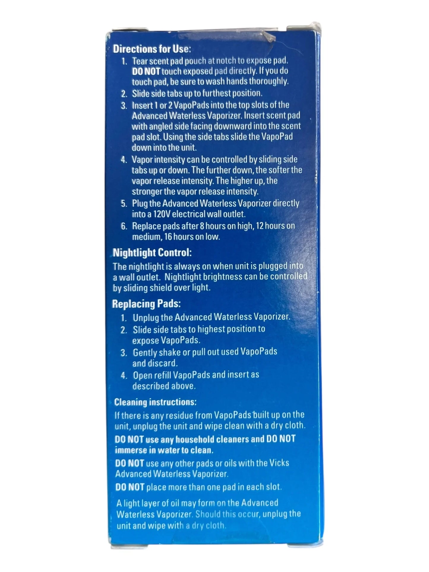Vicks Advanced Waterless Vaporizer Plug-In with Nightlight + 4 VapoPads