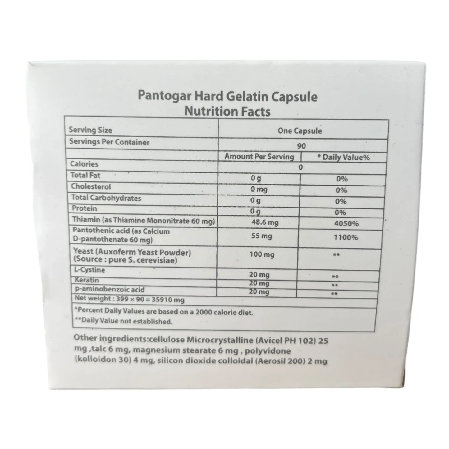 Pantogar Hair & Nail Supplement - 90 Capsules (EXP 01/2028) - Exotic Pro