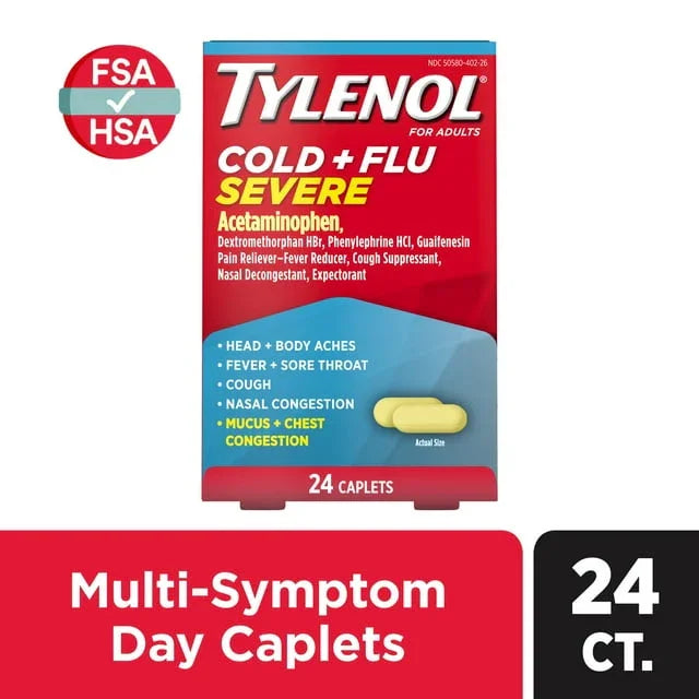 Tylenol Cold + Flu Severe – Multi-Symptom Relief Caplets, 24 Ct - Exotic Pro