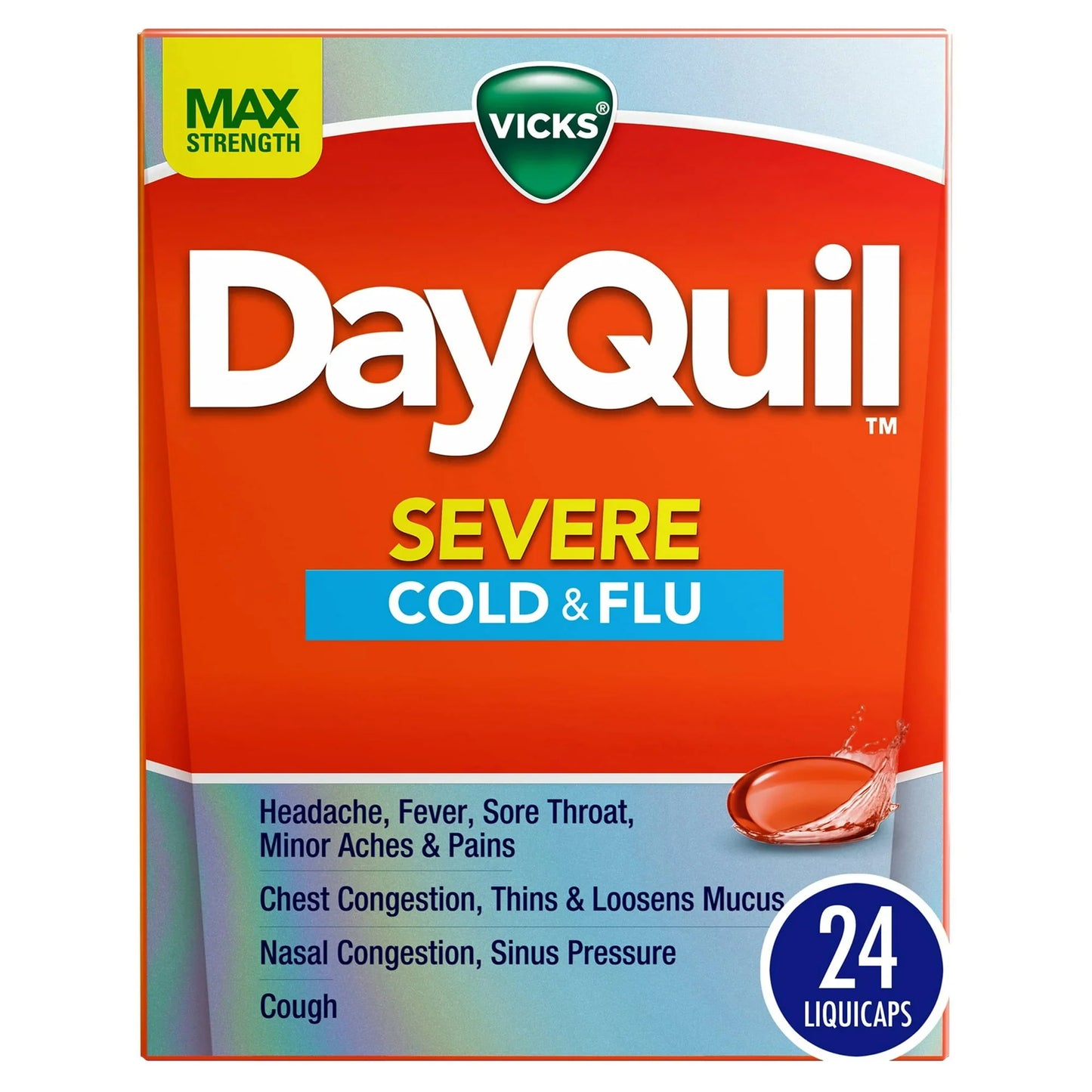 Vicks DayQuil Severe LiquiCaps – Cold & Flu Relief for Adults, 24 Ct - Exotic Pro
