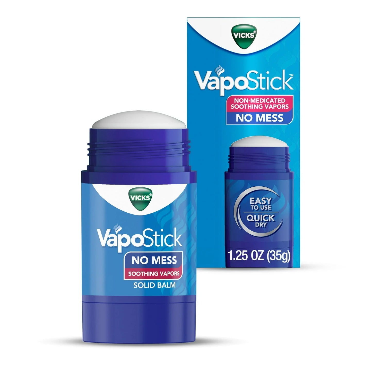 Vicks VapoStick – Invisible Solid Balm with Soothing Vapors, 1.25 oz - Exotic Pro