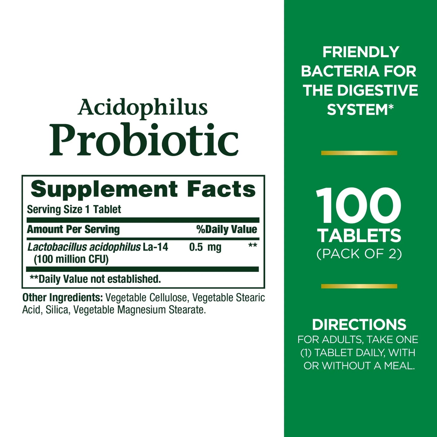 Nature’s Bounty Acidophilus Probiotic 100 Ct, 2-Pack | Digestive Health Support - Exotic Pro