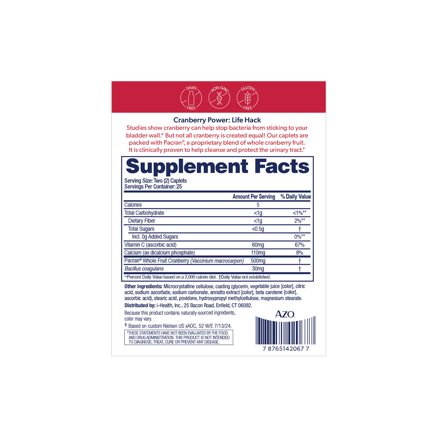AZO Cranberry Urinary Tract Health Supplement, Sugar-Free, 50 Count - Exotic Pro