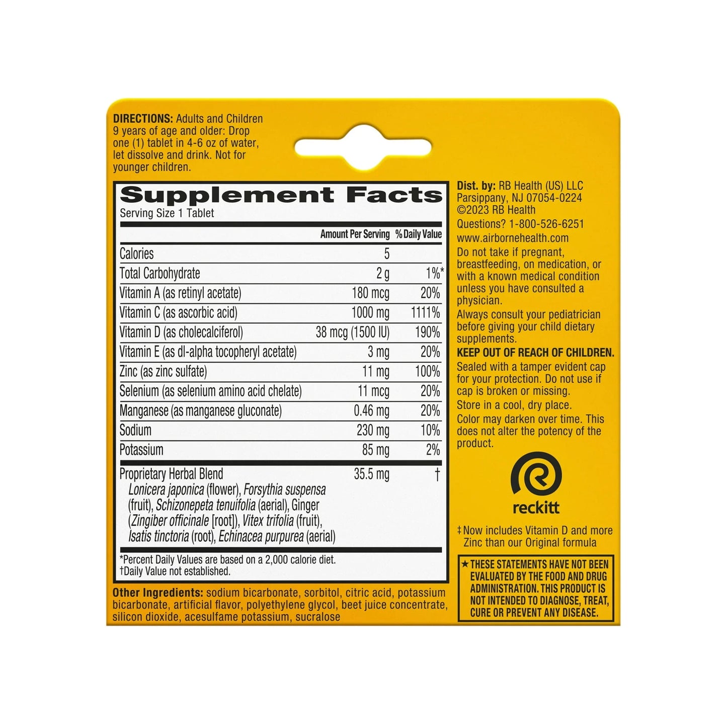 Airborne Vitamin C Immune Support 1000mg | 10 Ct Very Berry Effervescent Tabs - Exotic Pro