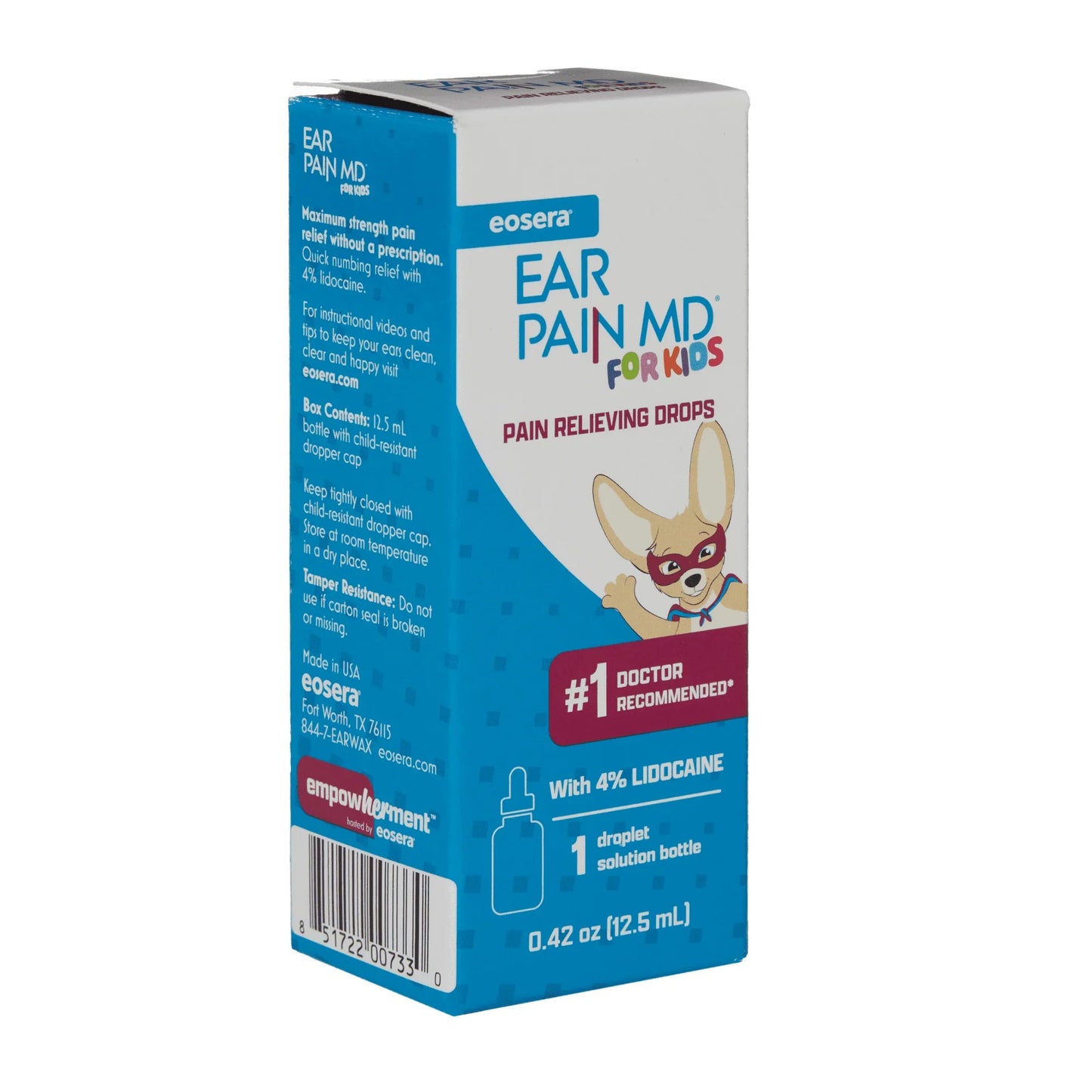 Empowherment by Eosera Ear Pain MD for Kids, Max Strength Lidocaine Drops, 0.42 fl oz - Exotic Pro