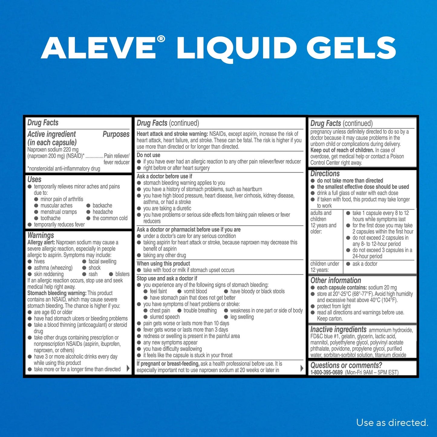 Aleve Liquid Gels Pain Reliever with Naproxen Sodium – 50 Count - Exotic Pro