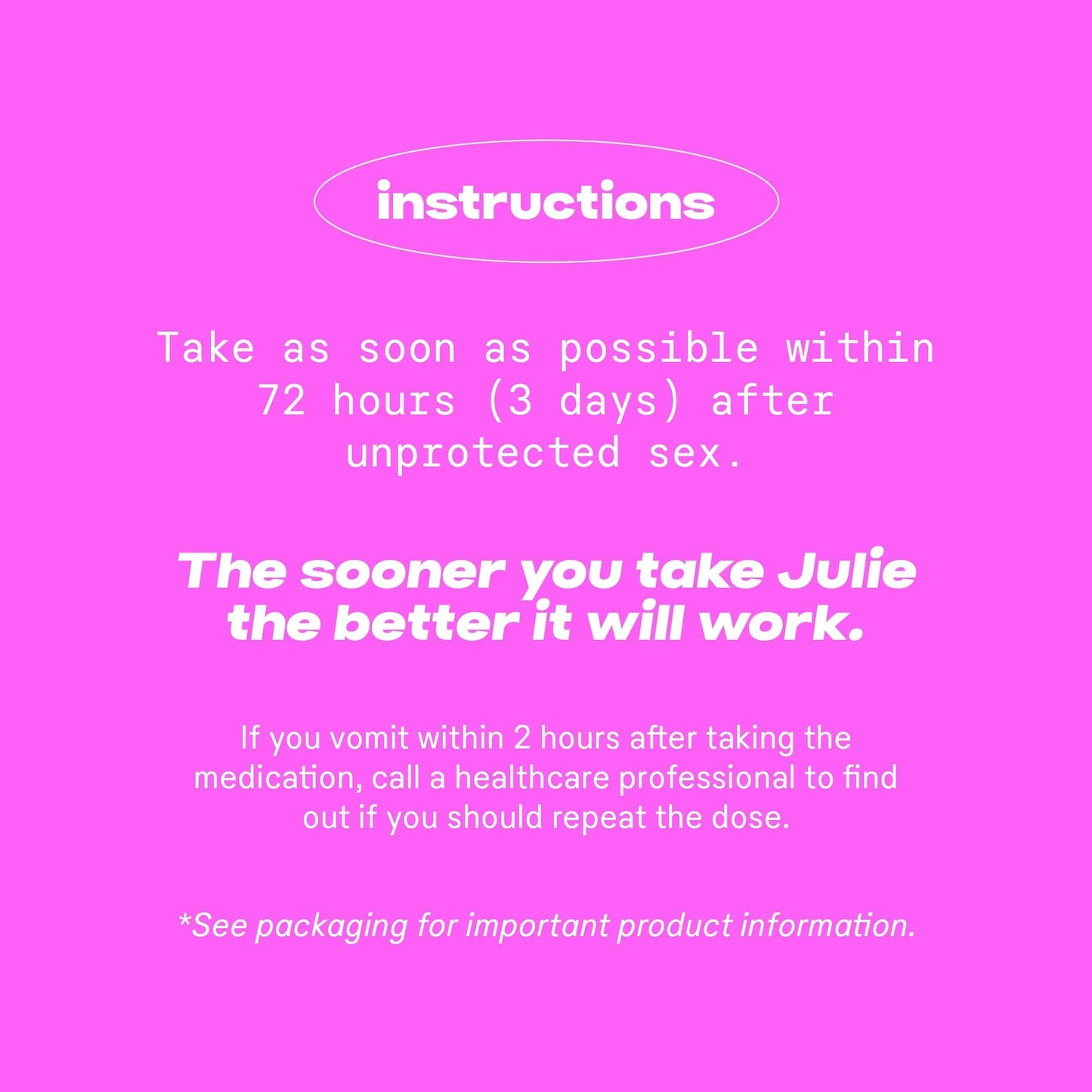 Julie Emergency Contraceptive Pill with Levonorgestrel 1.5mg, 1 Ct - Exotic Pro