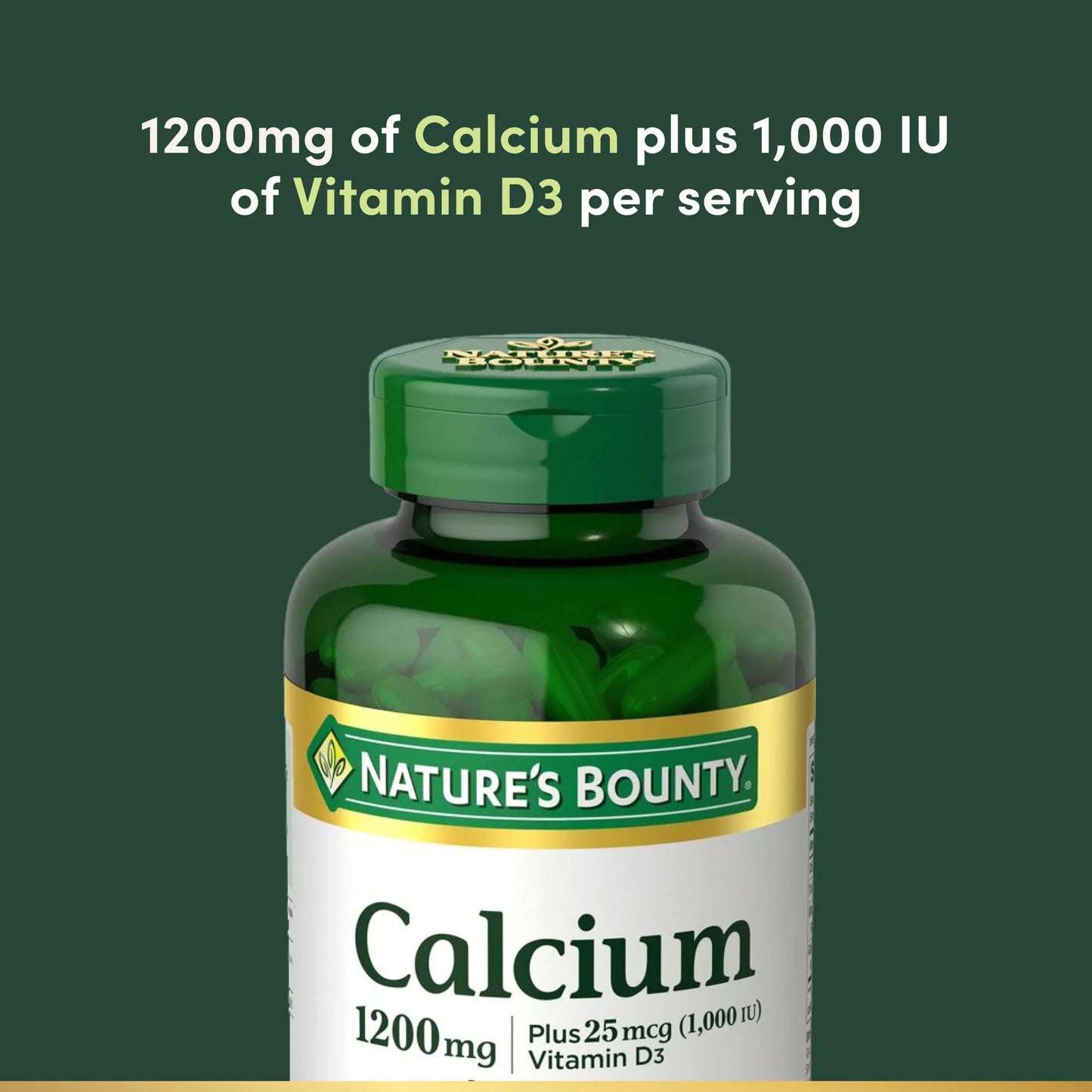 Nature's Bounty Calcium 1200mg + D3 1000 IU – Bone Health, 120 Softgels - Exotic Pro