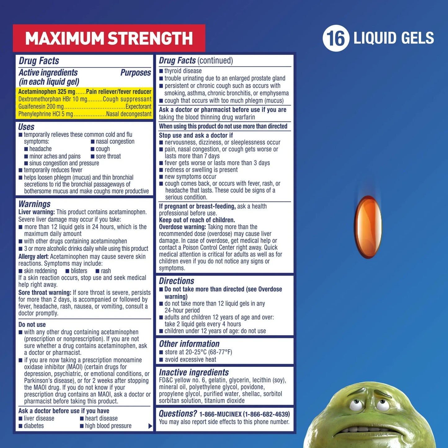 Mucinex Fast-Max Cold & Flu Liquid Gels, Cough & Congestion Relief, 16 Ct - Exotic Pro