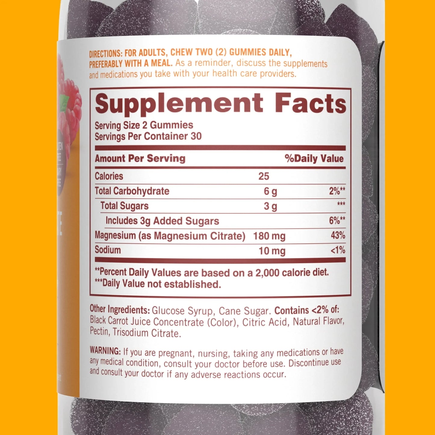 Sundown Magnesium Citrate Gummies, 180 mg, Raspberry Flavor - 60 Count - Exotic Pro