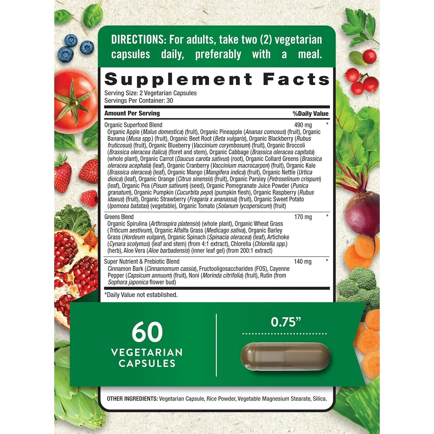 Nature's Truth Daily Fruits & Veggies Capsules for Nutritional Support - Exotic Pro